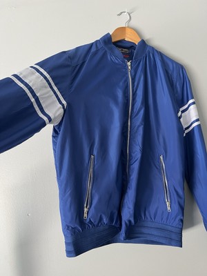 Lon NYC Bomber Jacket Mens Medium Blue Zipped