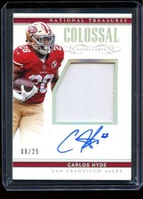 2017 National Treasures Carlos Hyde Colossal Signatures Patch Prime Auto #8/25