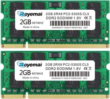 ROYEMAI DDR2 667, PC2-5300, DDR2 RAM, 4GB RAM Kit (2x2GB) DDR2 SODIMM 1.8V CL5