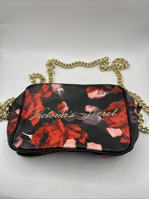 Victoria s Secret Small black floral Roses crossbody bag