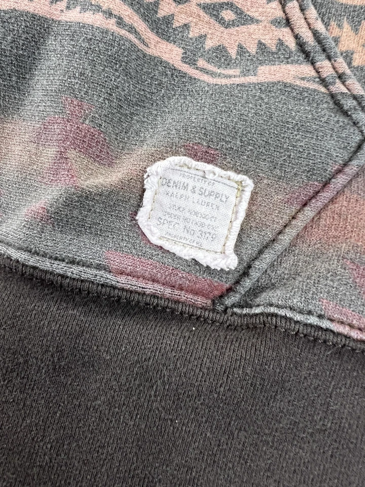 Denim & Supply Ralph Lauren Sudadera con Capucha Para Hombre Gris Medio Azteca Pullover Sudadera Foto 3 de 4