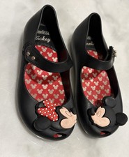 Mini Melissa Ballet Shoe flats Girls Toddler Sz 10 Minnie  Mickey Kissing Jelly