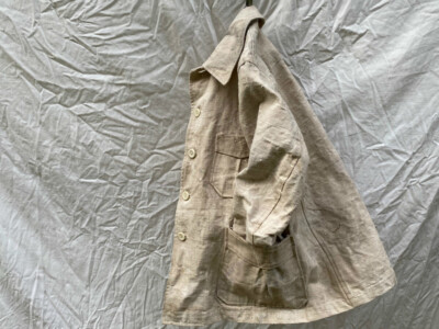Japanese Vintage Linen Work Coverall Jacket Noragi Sand beige men
