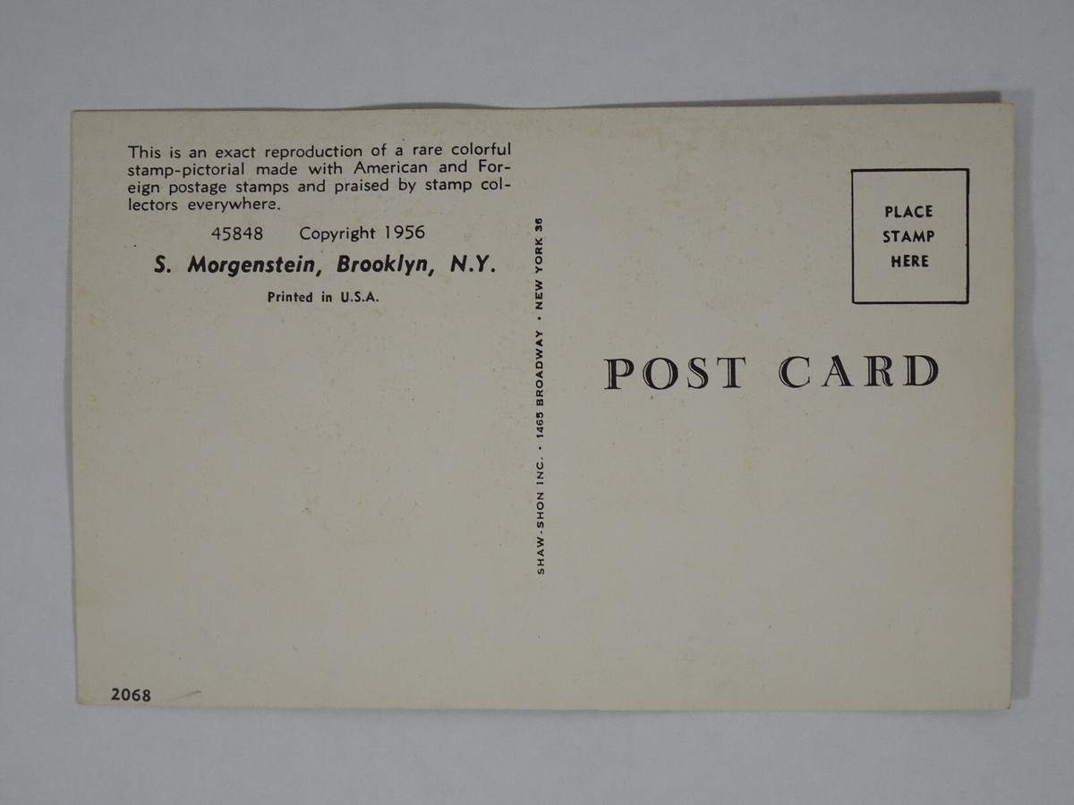 1956 Art Postcard Reproduction of Stamp Pictorial With