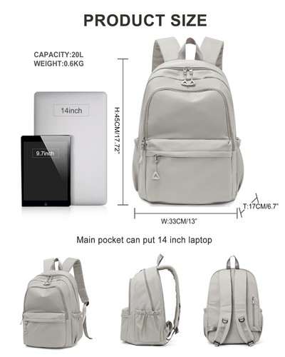Backpack for School Teenage Waterproof Lightweight Travel Daypack 14" Laptop - Picture 2 of 6
