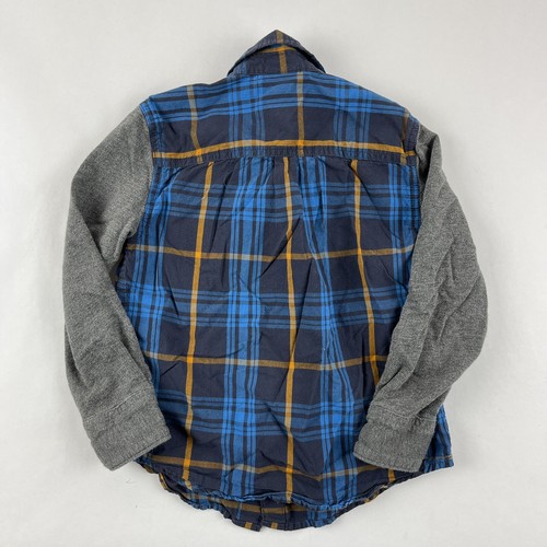 Harper Canyon Button Up Shirt Boys 4 Blue Plaid Gray Long Sleeve - Picture 6 of 6