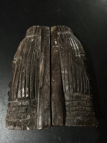 Vintage African Blackwood Carved Heavy Bookends - Picture 2 of 3