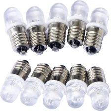 10Pcs E10 Screw DC12V Warm White Spot Led Bulb Light Lamps +10Pcs E10 Base (DC12