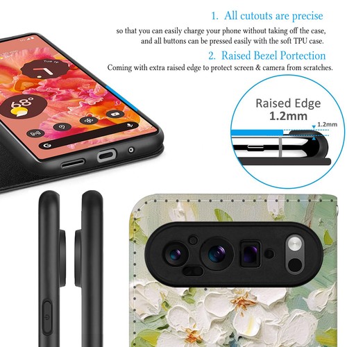 Flower Phone Case Leather Cover For Google Pixel 9 Pro XL 8 8A 9 9A Personalised - Picture 78 of 89