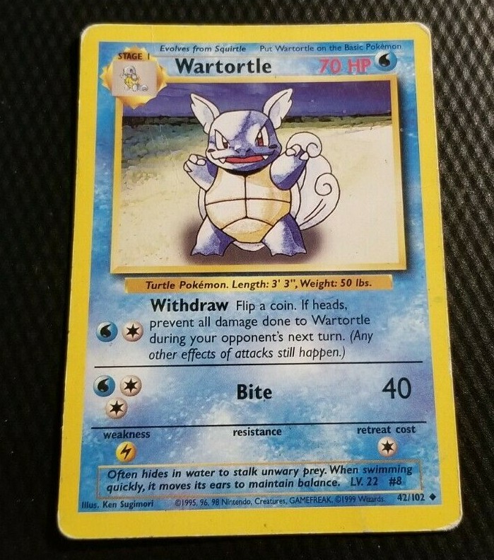 1999 WOTC Wizards Base Set WARTORTLE Art by Ken Sugimori Pokémon