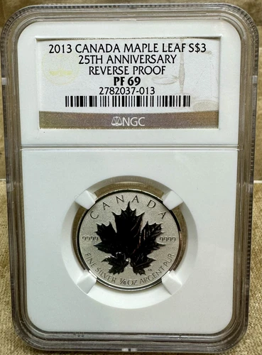 Canada 2013 S$3 Maple Leaf 25th Anniversary Revers Proof NGC 69 Silver