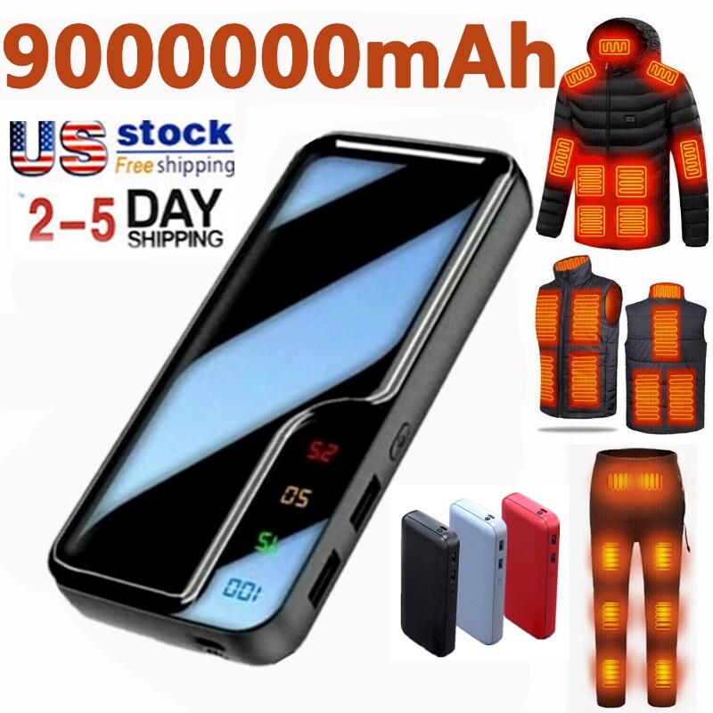9000000mAh POWER BANK FOR ELECTRIC HEATED VEST JACKET BODY WARMER USB BATTERY US-image