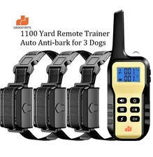 1100YD Remote Training Shock Collar Auto Anti Bark for 3 Small Medium Large Dogs