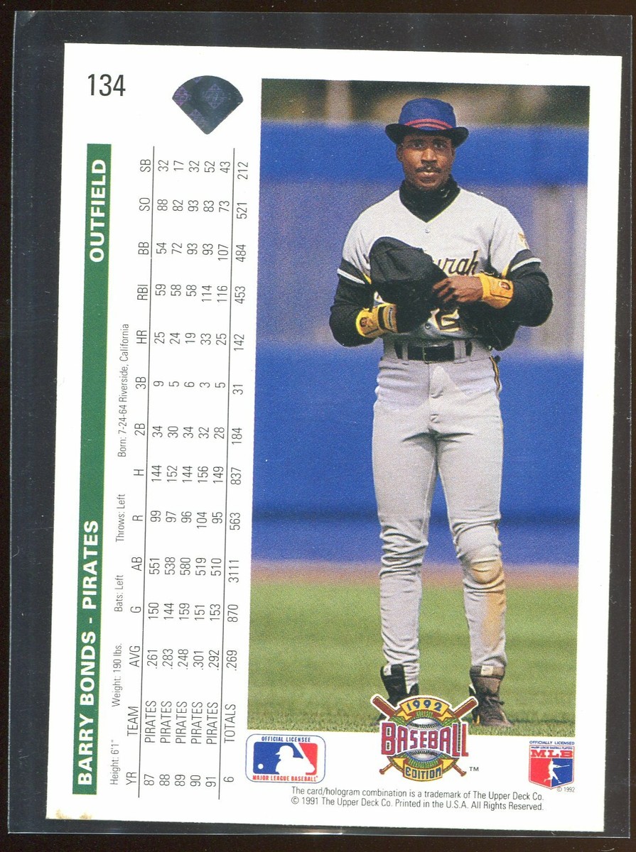 1991 Upper Deck Baseball Upper Deck Barry Bonds #134