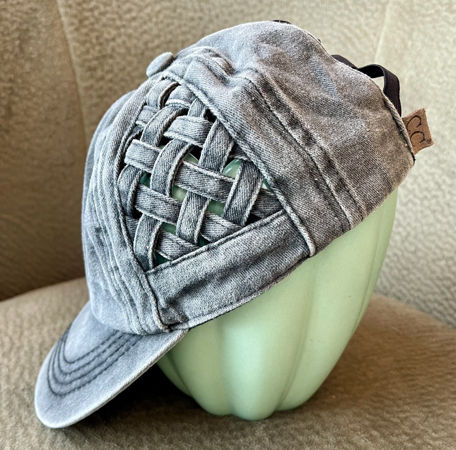 CC Criss Cappello Grigio Croce Cappello Coda Pony e Modello Tessuto Regolabile