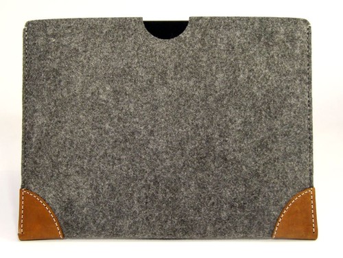 Felt sleeve compatible with MacBook Pro 13" felt with leather, PERFECT FIT! - Afbeelding 4 van 6
