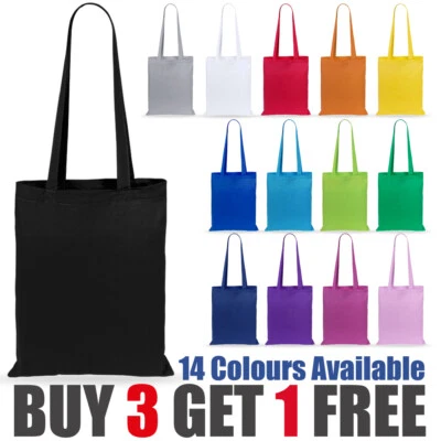 100% Premium Coloured Cotton Canvas Shopping Bag Shoulder Tote Shopper Bags - Image 1 of 4