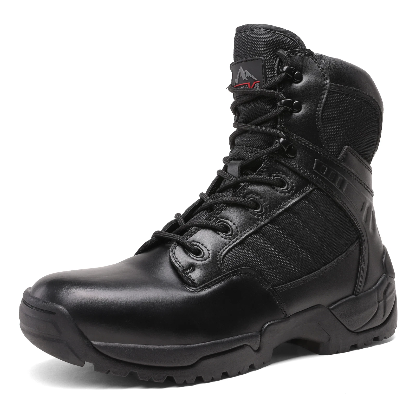 Men's Tactical Boots Side Zipper Work Combat Boots Military Hiking Boots BLACK
