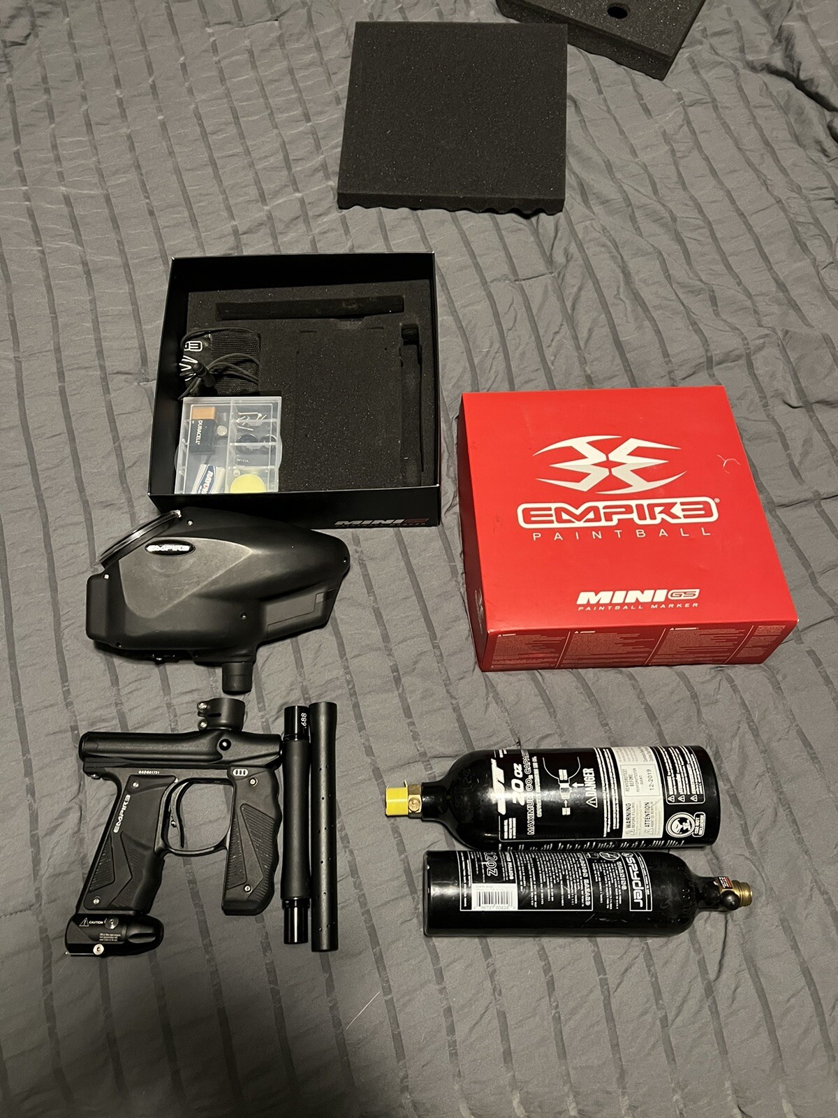 Empire Mini GS Paintball Gun Black W/ ROTOR HOPPER / 2 Air Tanks eBay