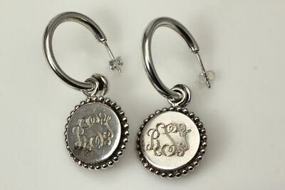 Sterling Silber Monogramm Jacken BTS Initialen & Creolen 12,2 g (EAR5003)