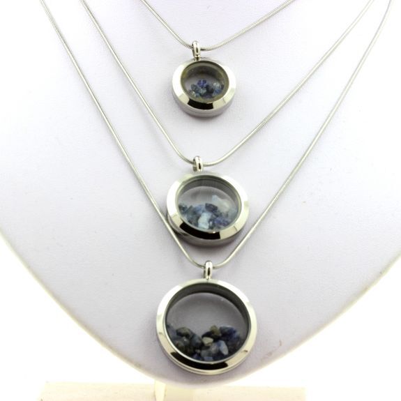 Collier Benitoite Véritable, Médaillon 20 mm Pendentif Argent Brut - 2