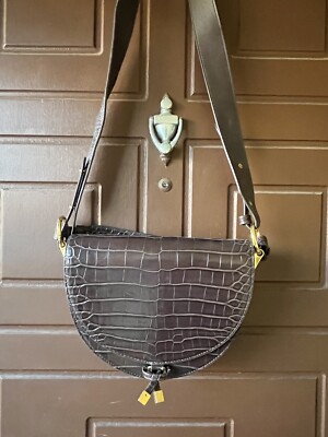 JW PEI DESIGNER VEGAN BROWN CROC MINI FLAP BAG Australia