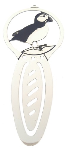 Puffin Bird Silver Plated Brass Etched Bookmark & Gift Bag - Picture 3 of 4