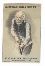 Quack Medicine Trade Card Dr Morse's Indian Root Pills Comstock Morristown NY