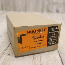 12 Pair- Vintage Mckinney Forged Iron Half Surface L-Hinges, Cabinet Hardware