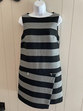 Banana Republic "Haily" women's Gray/Black Striped Sleeveless Dress Size 4