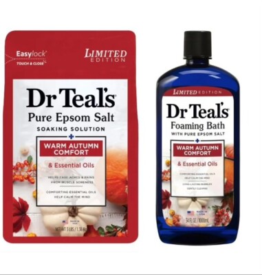 Dr Teals LIMITED EDITION Warm Autumn Comfort Pure Epsom Salt Soak & Foaming Bath