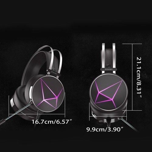 Gaming Headset Wired USB LED Headphones Soft Comfortable for Head Beam - Afbeelding 8 van 8