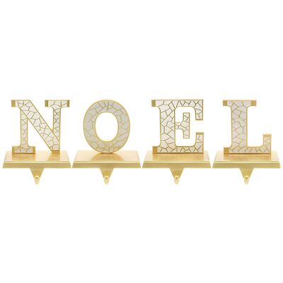 Stocking Holders for Mantle   Gold Christmas Stocking Holder 4pc N O E L   St...