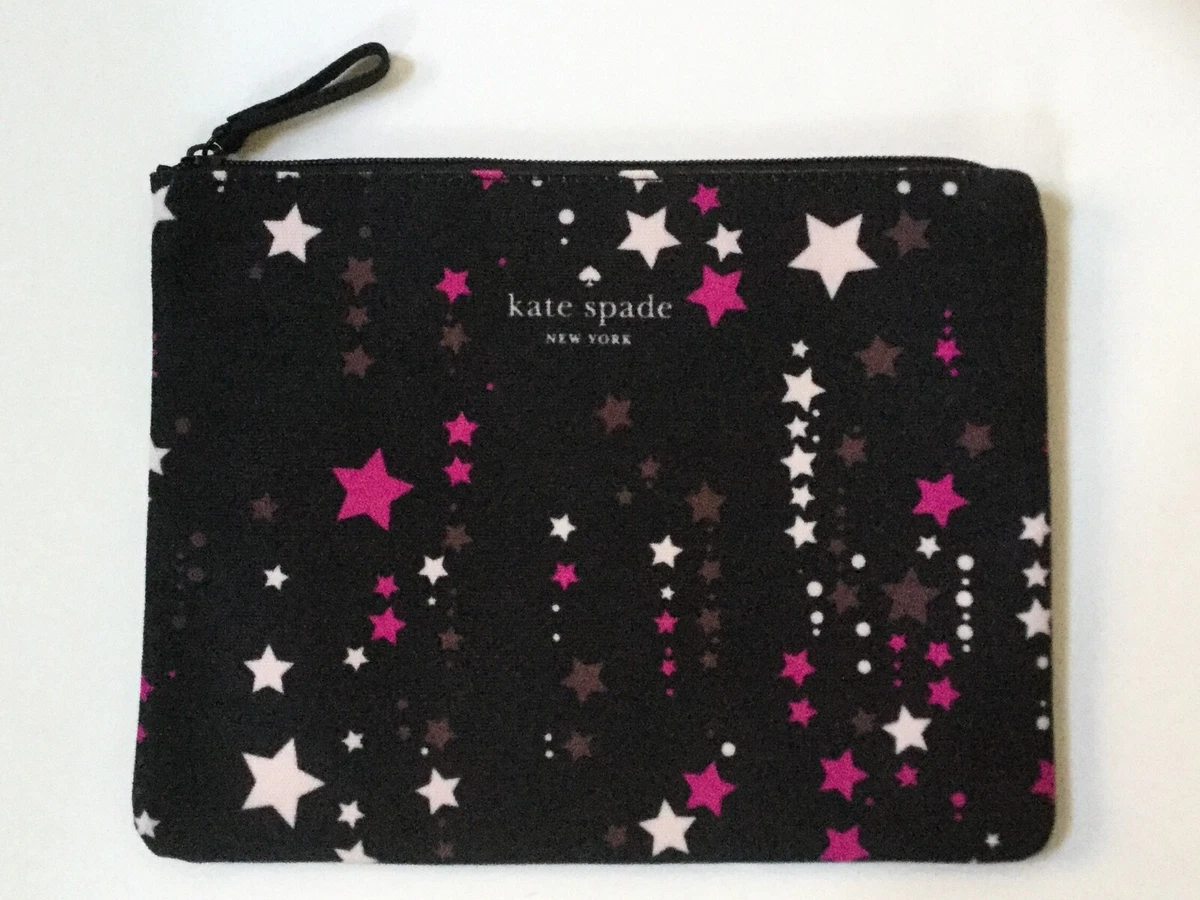 New Kate Spade Large Canvas Zip Star Pouch in Black Multi