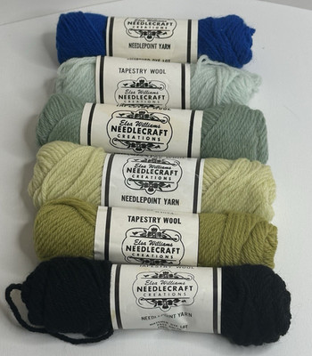 Elsa Williams Yarn 100% Wool Mothproof Needle Craft 40 Yds. Greens  NOS