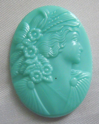 Uran Glas Cameo,Kameo,Kamee` Grün -   Cabo U -  014