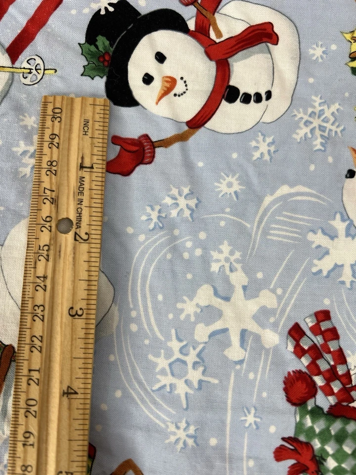 Muñeco de nieve de Navidad tela de algodón 2 yardas 40 de ancho Alexander Henry dobladillo imperfecto Foto 2 de 4
