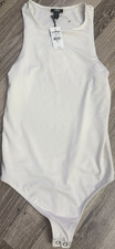 Express Women's White Solid Body Contour One Piece Opaque Bodysuit XS 1 Pack