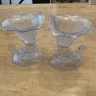 Fenton San Toy Cornucopia 1930's Art Deco Candlestick Holders Pair (E)