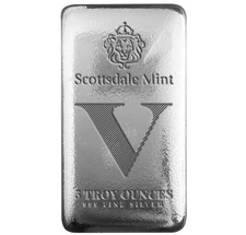 5 oz Silver Bar - Scottsdale Mint Imperium - V .999 Silver Bullion Bar #A716