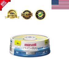 Maxell 4.7GB DVD-RW Discs, 15-Pack - 2x Speed for Efficient Data Management