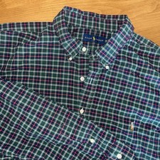 Ralph Lauren Men's Plaid Button Down Shirt Big  Tall Size 2XB Green Blue Red