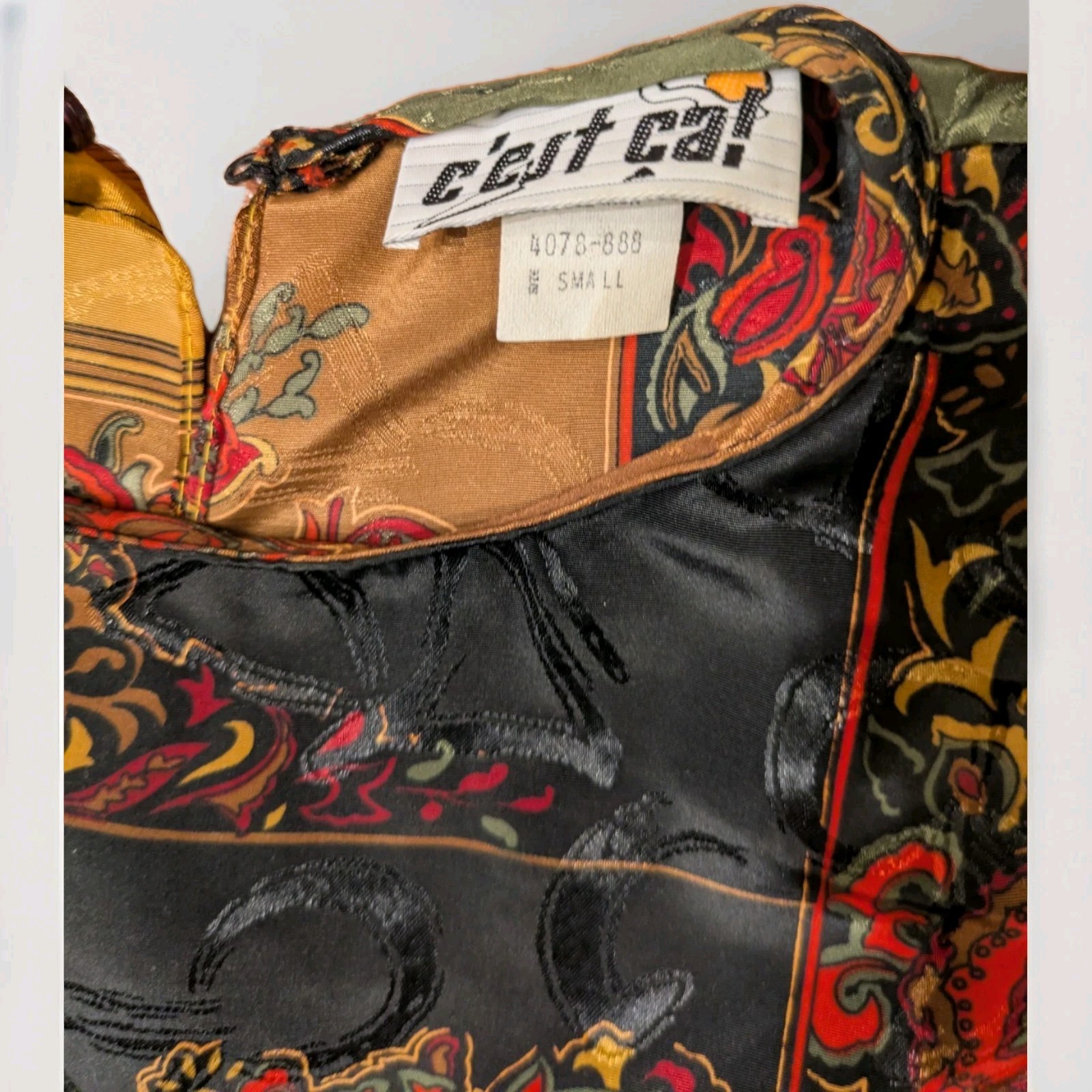 Vintage C’est Ça Baroque Patchwork Satin Blouse T… - image 4