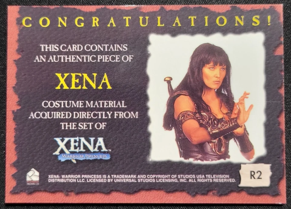 2001 COSTUME RELIC ARCHIVES XENA WARRIOR PRINCESS R2 XENA COSTUME CARD SP RARE - Image 2 of 2