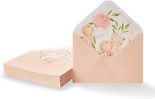 Paper A7 Envelopes 5.25 x 7.25 Inches Blush Pink 50 Pack Floral Liner Floral