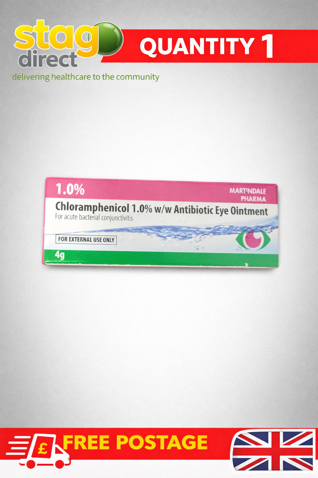 Chloramphenicol 1% Eye Ointment 4g Antibiotic Treatment For Conjunctivitis x1