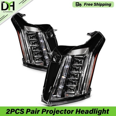 PAIR/2PCS Full LED DRL Headlight W/Module&Bulb For 2015-20 Cadillac Escalade ESV