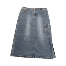 Unionbay Maxi Skirt Women 13 Blue Denim Cargo Y2K Cotton Blend Workwear
