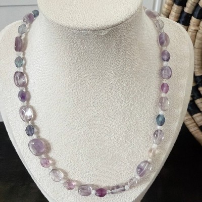 Second Bloom Studio Amethyst Fluorite Moonstone Necklace 18.5'' + Extender