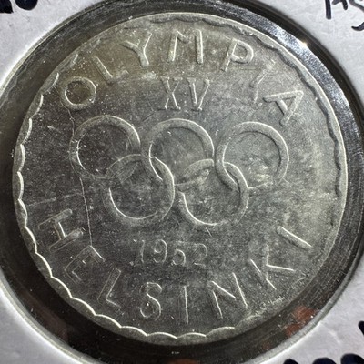 1952 Helsinki Olympics Finland Silver 500 Markkaa Coin